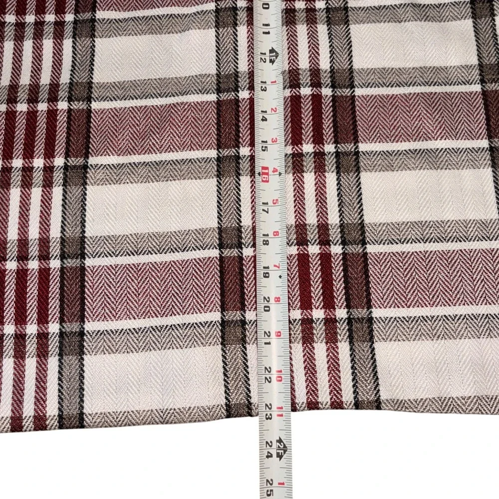 Plaid Throw Pillow Covers Set of 2 Burgundy Cream Square 24x24 Farmhouse Rustic